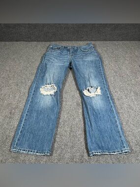 Levis Low Pro Straight Jeans Women’s 31x29 Y2K 90s Distressed Medium Wash Grunge